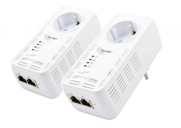 ALLNET ALL1681205 / 1200Mbit HomePlugAV2 2er Bundle Adapter "SmartLink" / MIMO