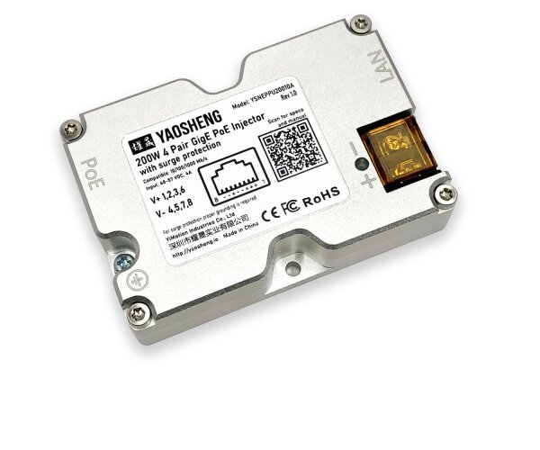 200W 4 Pair GigE PoE Injector with comprehensive protection